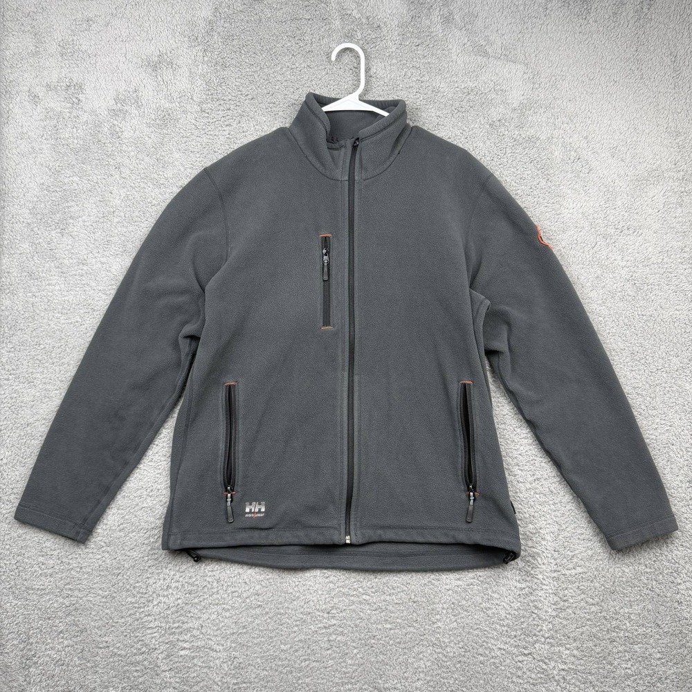 Helly Hansen Fleece Jacket Mens XL Gray Polartec Workwear Full Zip Outdoor Read!